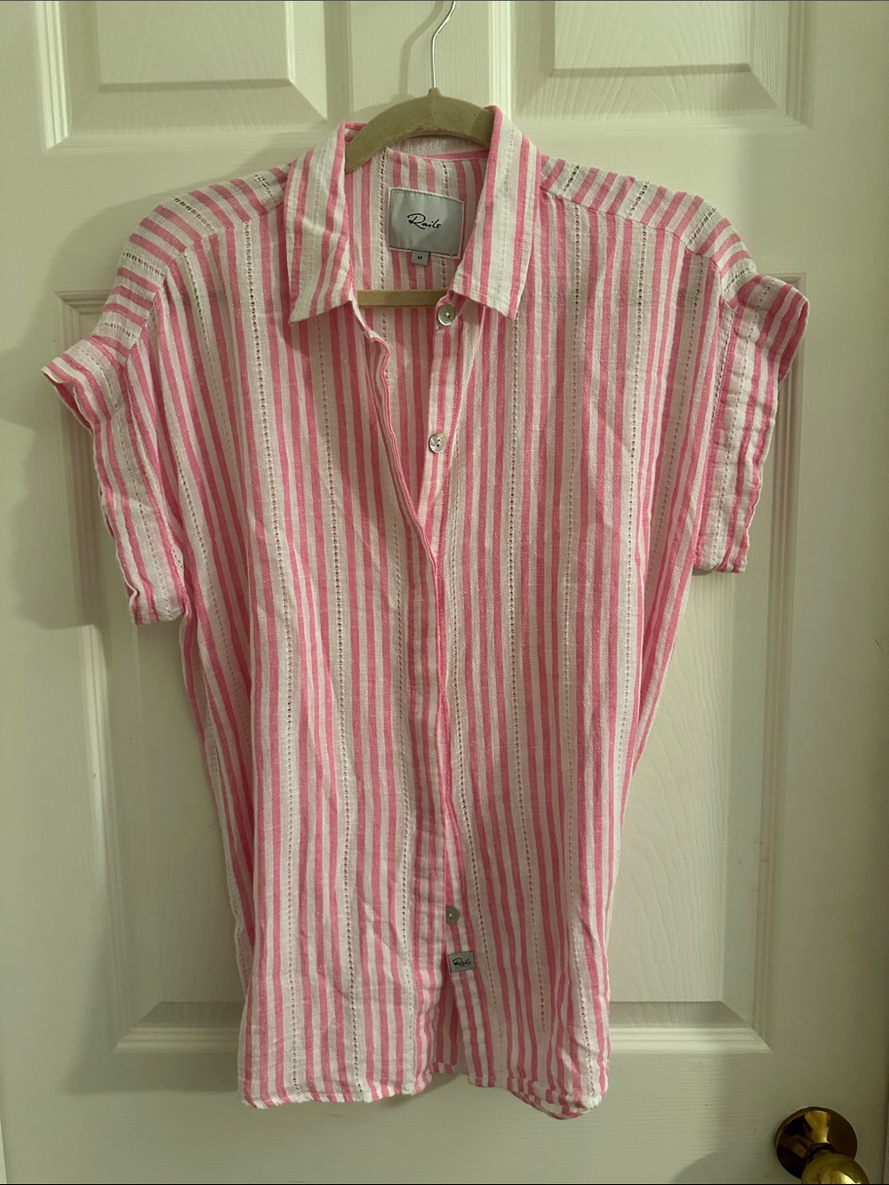 Rails Pink & White Striped Short-Sleeve Button-Down Shirt